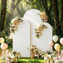 Arch Backdrop Stand and Cover Set 7.2FT/6.6FT/6FT, Gold Wedding Arch Frame with White Arch Cover Stretchy Spandex Wrinkle-Resistant, Wedding Arches for Ceremony Birthday Party Baby Shower