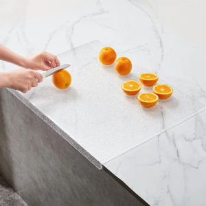 Acrylic Cutting Board with Counter Lip, Large Textured Clear Non Slip Cutting Board for Kitchen Countertop Protection(17.7"X23.6")