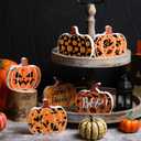 2 x MoDooris 6PCS Halloween Pumpkin Decor Wooden Tiered Tray Decor Halloween Table Sign Fall Pumpkin Freestanding Blocks Signs for Halloween Thanksgiving Fall Party Mantel Farmhouse Home Indoor Decoration