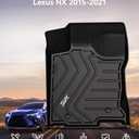 3W Floor Mats Compatible for Lexus NX 2015-2021 TPE All Weather Custom Fit Floor Liner for Lexus NX 200t / NX300 /NX300h, 1st&2nd Row Full Set Car Mats Black