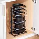LAMU Pots and Pans Organizer for under Cabinet, 6-Tier Heavy Duty Pan Pot Organizers inside Cabinet Adjustable 14 to 24.57", Pot Rack Kitchen Cabinet Organization and Storage Holds up to 12" Cookware (Negro)