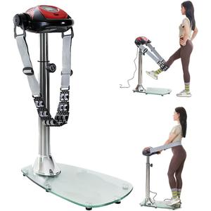 Vibration Plate Fitness Trainer,20-Speed Whole Body Workout Machine with Adjustable Straps,360° Rolling Massage Beads for Waist Hips Arms Legs,Compact Home Exercise Equipment