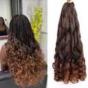 French Curl Braiding Hair 24 Inch Curly Braiding Hair Pre Stretched 8 Packs French Curl Crochet Braids for Box Braids with Curly Ends for Black Women (T30)