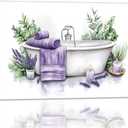 TIEHAOMAI Lavender Bathroom Wall Art(Floral-1,16x24inch (40x60cm))