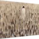 Jesus Feeds The 5000 Canvas Wall Art, Christian Bible Scripture Wall Decor Painting, Jesus Five Loaves and Two Fish Posters Prints for Church Living Room Bedroom Home Decor 16x24 In Framed