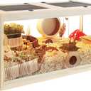 Prolee Hamster Habitat Chewproof,Wooden Hamster Cage with Openable Metal Mesh Top,Gerbil Cage with Lock Design for Hamster House (32"x16"x16")