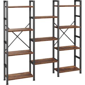 Huuger 4 Tier Bookshelf, 55'' Tall Bookcase, 11 Open Shelves, Rustic Brown