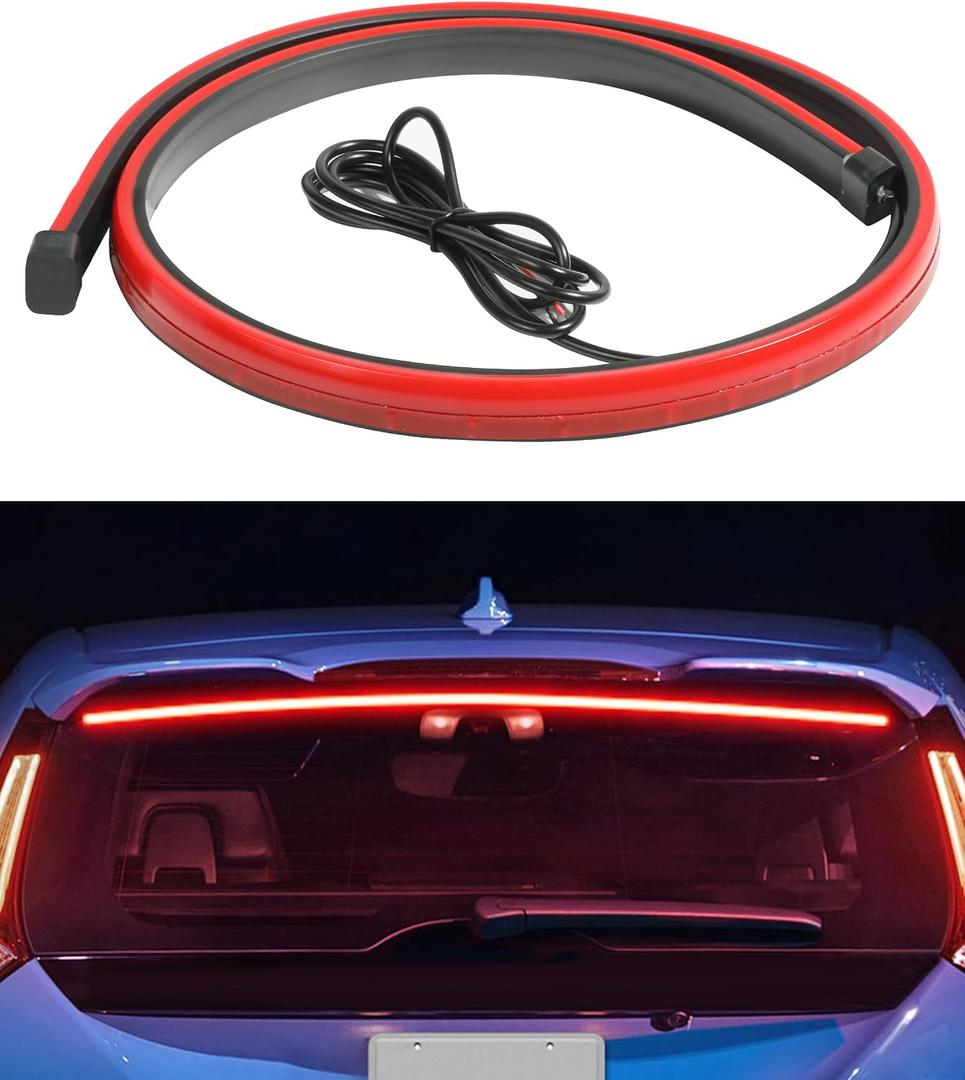 RACOONA 35 inch 3rd Brake LED DC12V Flexible High Mount Stop Light, Universal Red Truck SUV RV Brake Light Strip