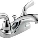 Delta Foundations Centerset Chrome Bathroom Faucet, 4 Inch 3 Hole Bathroom Sink Faucet for Vanity, Chrome B2510LF-PPU