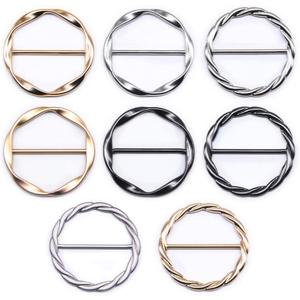 SEMINI 8PCS Silk Scarf Ring Clip T-Shirt Tie Clips for Women Scarves Clasp Waist Buckle Fashion Metal Ring for Shirts Clothing (Inner 40mm/1.6in, Color 5)
