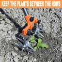 BARAYSTUS Rotary Cultivator Garden Rotary Tiller Adjustable Stainless Steel Poles Hand Tiller for Soil Mixing or Reseeding Grass Lawn Tiller Total Length 57 Inch