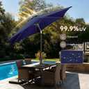 7.5ft Outdoor Patio Umbrella - Table Umbrella Waterprool UV Protection, Sombrillas de Patio with Push Button Tilt, Sun Umbrella for Pool, Porch, Garden, Deck, Backyard (Navy Blue)