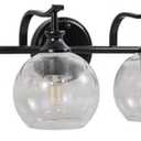 ANDY STAR 4 Light Bathroom Vanity Lights, Matte Black Bathroom Light with Clear Globe Glass Lampshade, 30.5 Inch Industrial Wall Lamp, E26 Base, Bulbs Not Included