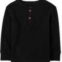 The Children's Place Baby Toddler Boys Long Sleeve Thermal Henley Top (5T, Black)