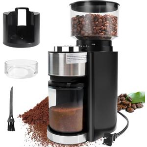 Electric Burr Coffee Grinder with 25 Grind Setting for 2-12 Cup Adjustable Stainless Steel Dosing Bean Mill Home Automatic Conical Freshly Ground Espresso Grinder with Cleaning Brush Black