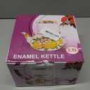 2.6 Quart Enamel Tea Kettle Stovetop, Large Porcelain Enameled Teakettle, 2.5L Vintage Tea Pot with Ceramic Cool Handle, Colorful Floral Steel Teapot for Hot Water, Retro Decor, No Whistling