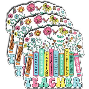 3 x (3Pcs) Teacher Stickers Inspirational Funny Classroom Humor Education Student School Graduation Appreciation Gifts Waterproof Vinyl Decal for Kindle Water Bottle Bumper Car Hard Hat Phone Laptop 3x2.8