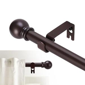GXOACKJ Curtain Rods for windows 66-120 inch, 5/8 inch Decorative Brown Splicing Heavy Duty Metal Curtain Rod set with Brackets