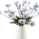 IPOPU Vintage Light Blue Poppies Flowers Artificial 6PCS Silk Poppies Realistic Faux Flowers for Vase Artificial Poppies Blue Fake Flowers for Centerpieces Bridal Shower Party Decor (Light Blue)