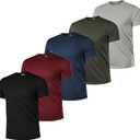 5 Pack Mens Short Sleeve Active Athletic Running T Shirts for Men Gym Workout Moisture Wicking (XXXL)