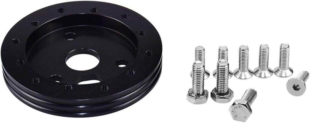 Steering Wheel Hub Adapter Conversion Spacer 6 Hole to 3 Hole Boss Kit 0.5", Black