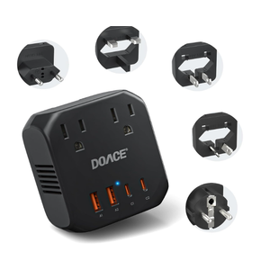 DOACE 2000W 220V to 110V Converter for European Travel for Hair Dryers, Voltage Converter US to Europe with Fast Charging Power Converter Adapter Combo with 4 USB Ports Step Down Transformer (Black)