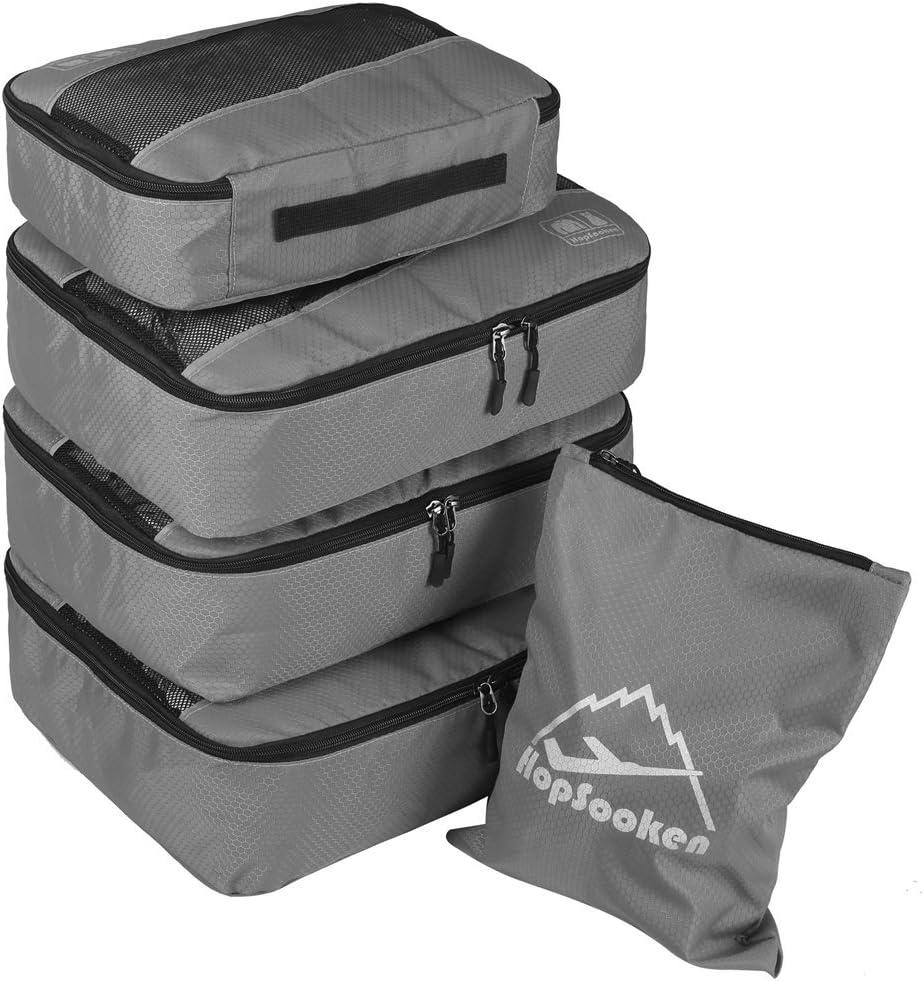 5 Set Packing Cubes for Travel Large Suitcase Luggage Organizer Bags Travel Accessories Vacation 4 Cubes 1 Laundry Pouch Bag (Gray)