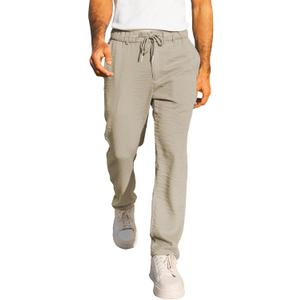 JMIERR Men's Casual Drawstring Pants Elastic Waist Lightweight Pant Summer Beach Trouser with Pockets (Gray, M)