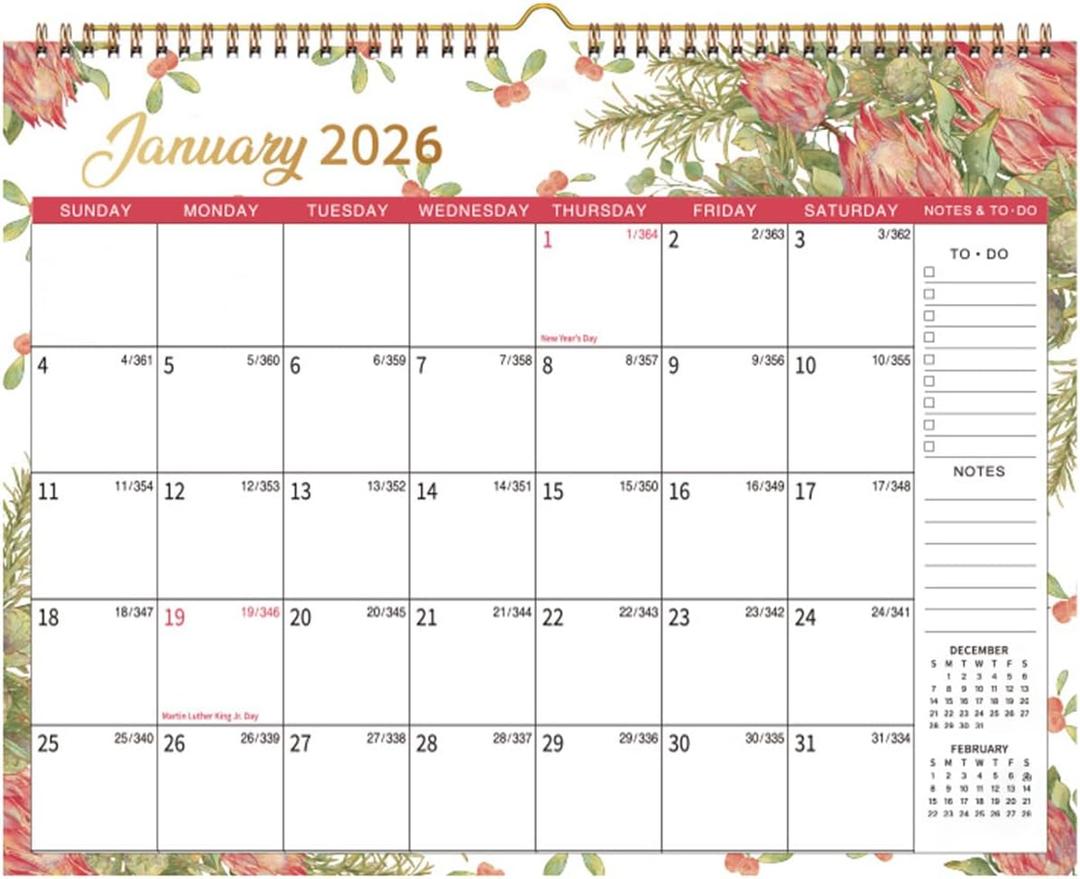 2026 Flower Desk Calendar,Monthly Desktop Large Calendar,Large 15" x 11" Desktop/Wall Monthly Calendar,Flower Calendar 2026 for Home,School or Office (Emperor flower blooms)