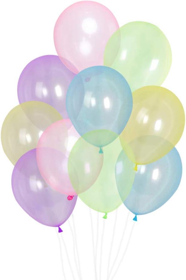 100pcs Crystal Pastel Clear Balloon, 12 inch Colorful Thick Transparent Party Latex Balloon for Wedding Birthday Baby Shower Party Decoration (MIX)