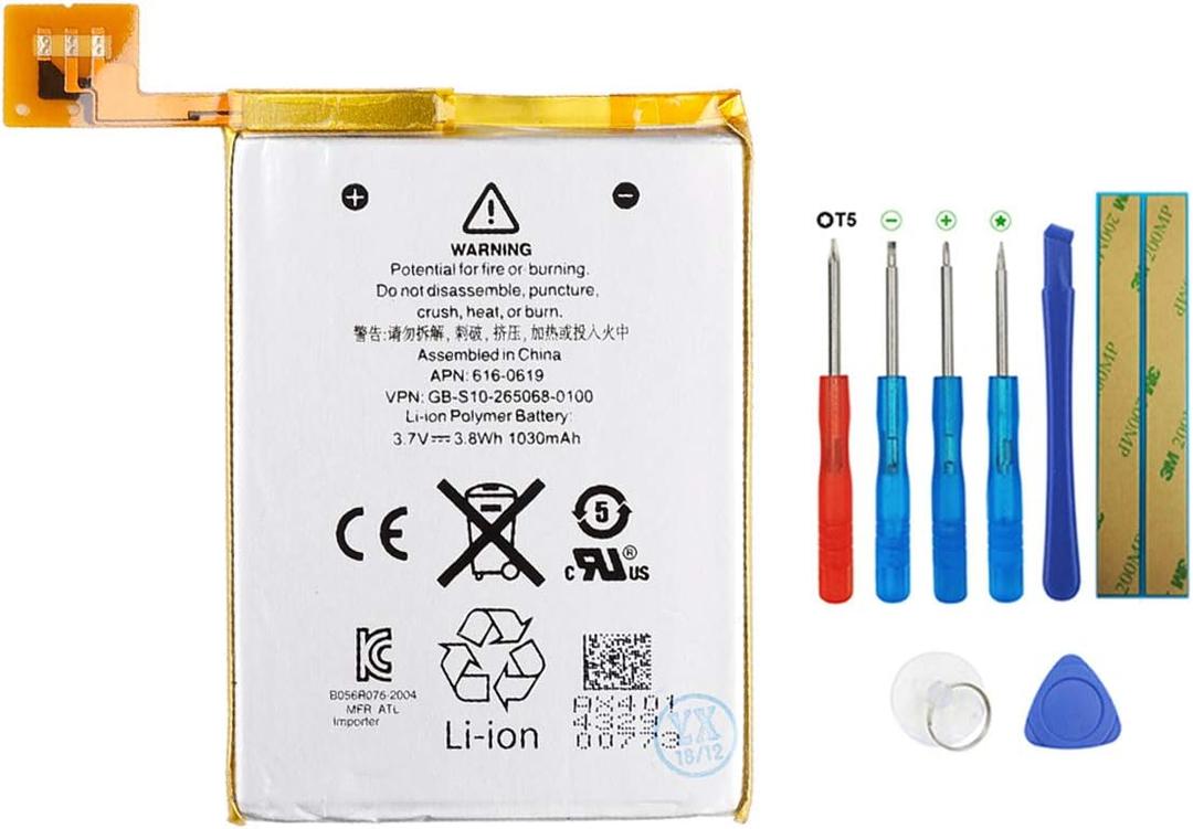 616-0619, 616-0621 Battery Compatible with iPod Touch 5, iPod Touch 5th Generation LIS1495APPCC MP3 MP4 PMP Battery with Tools