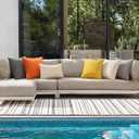 ANRODUO Pack of 2 Beige Outdoor Pillow Covers for Patio Furniture Decorative Farmhouse Linen Cushion Sham Outdoor Waterproof Outside Square Pillowcase for Garden Balcony Bench Summer Decor 20x20 Inch