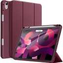 JETech Case for iPad Air 11-Inch M4/M3/M2 (2026/2025/2024), iPad Air 5/4 (2022/2020 5th/4th Generation 10.9-Inch) with Pencil Holder, Slim Tablet Cover with Soft TPU Back, Auto Wake/Sleep (Wine)