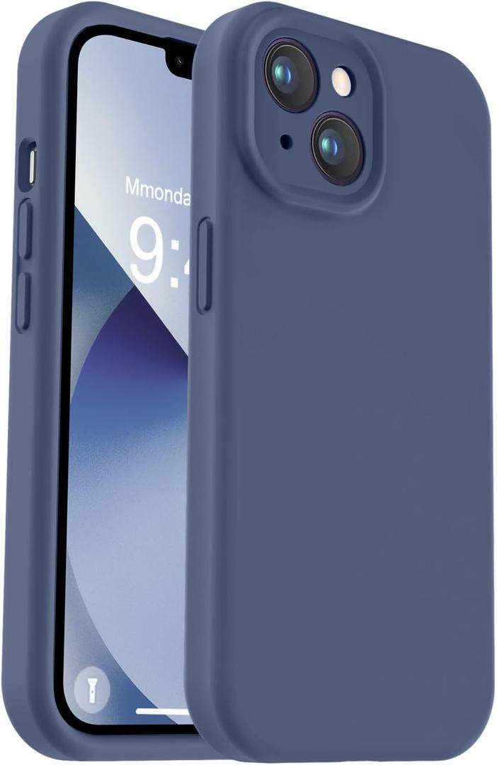 Vooii Compatible with iPhone 13 Case, Liquid Silicone Upgrade [Camera Protection] [Soft Anti-Scratch Microfiber Lining] Shockproof Phone Case for iPhone 13 6.1 inch - Navy Blue