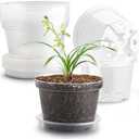 RooTrimmer 12 Pack 8 Inch Clear Plant Pots with Saucers, Transparent Plastic Nursery Pots with Drainage Hole, Sturdy Garden Planter Pots, Planting Starter Pots for Indoor Outdoor