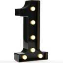 Pooqla Decorative Led Light Up Number Letters, Black Plastic Marquee Number Lights Sign for 1st 10th 21th Birthday Party Wedding Decor Battery Operated Black Decoration 1