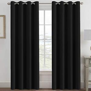 H.VERSAILTEX 100% Blackout Curtains for Bedroom Black Out Curtains 96 inch Thermal Insulated Long Blackout Curtains for Living Room, Energy Saving Curtains for Patio Door Grommet (1 Panel, Jet Black) H.VERSAILTEX 100% Blackout Curtains for Bedroom Black Out Curtains 96 inch Thermal Insulated Long Blackout Curtains for Living Room, Energy Saving Curtains for Patio Door Grommet (1 Panel, Jet Black)