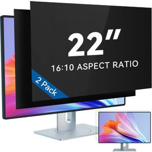 [2-Pack] 22 Inch Computer Privacy Screen Filter for 16:10 Widescreen Monitor, IPROKKO Removable 22in Anti Blue Light Glare Privacy Shield, Anti Spy Security Protector for Hp Dell Asus Acer Samsung