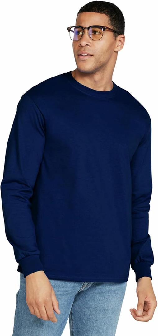 Gildan Adult Ultra Cotton Long Sleeve T-Shirt, Style G2400, Multipack (XX-Large, Navy (Pack of 72)