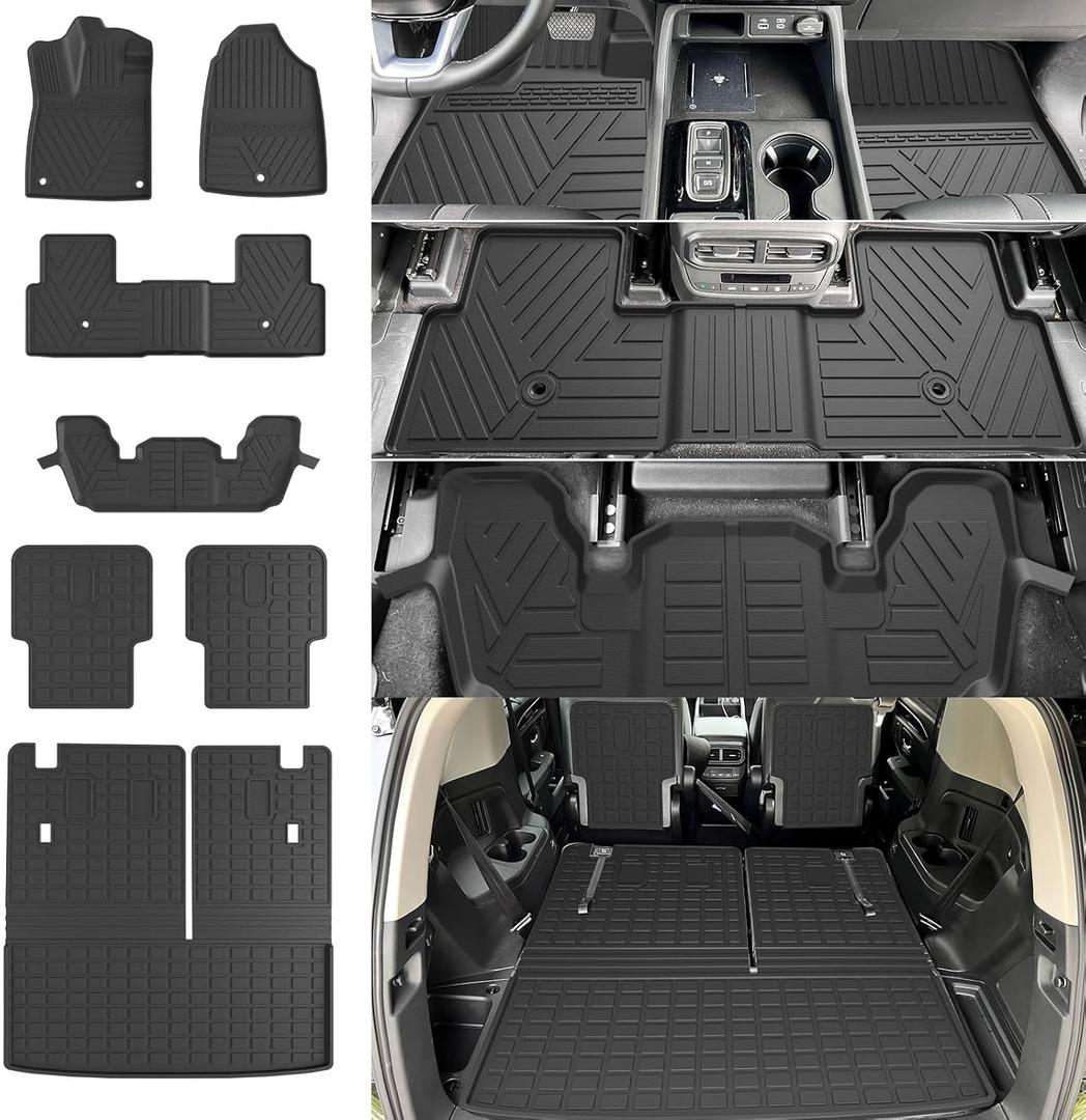 Floor Mat Cargo Mat Compatible with 2023-2025 Honda Pilot Backrest Trunk Liner Floor Liner Replacement for 23-25 Pilot Accessories