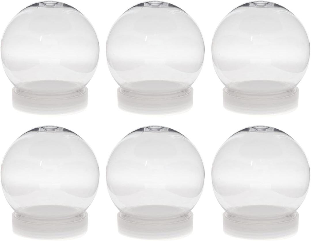 Creative Hobbies Pack of 6 (100mm) 4 Inch DIY Snow Globe Water Globe - Clear Plastic with Screw Off Cap | Perfect for DIY Crafts and Customization