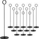 Tosnail 12 Pack 12" Tall Table Number Holders, Place Card Holder Picture and Photo Display Stands, Reserved Table Sign Holder for Centerpiece, Food Sign, Memo Note, Wedding Party Table Setting - Black