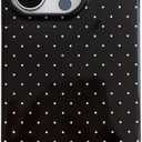 Aesthetic Polka Dot Retro Phone Case for iPhone 16 Pro 6.3", Vintage Trendy Unique Simple Pattern Design, Elegant Chic Pretty Stylish Protective Girls Women Cases for i16Pro, Black