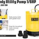 1/6HP Portable Utility Pump Submersible Small Backup Sump Pump Draining Tool to Remove Water from Flooding House Basement Pool Tankless Heater Flushing Pump with 10-Foot Cord SUB 1100