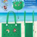 Baonat Beach Bag Rubber Tote Bag - Waterproof Travel Bag for Women Washable Tote Bag Handbag for Sports Beach Market Pool (Green, Large)