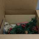 3 Ft Artificial Small Mini Christmas Tree with Dual Color Warm White & Colorful Lights, Tabletop Christmas Tree Battery Operated Pinecones Red Berries, Remote Control, 12 Modes Timer, Burlap Base