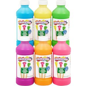 Colorations Paraben-Free Simply Washable Tempera Paint- Set of 6, 8 oz. each