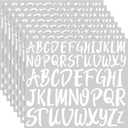 TaoBary 416 Pcs White Letter Stickers, 8 Sheets Cursive Alphabet Stickers, 2''& 3'', 2 Size Waterproof Vinyl Self-Adhesive Letter, Decor for Graduation Cap Scrapbook DIY Craft Mailbox Water Bottle
