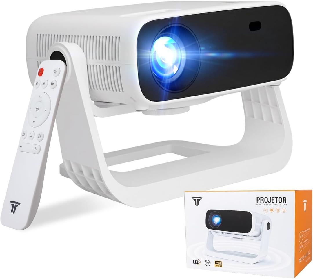 Wielio 2026 Smart Projector Android TV with WiFi 6 and Bluetooth 5.0 Built in 1000+ Apps 240 ANSI Portable Bedroom Mini Movie Projector Support 4K/1080P Auto Keystone & Zoom
