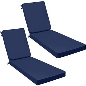 AAAAAcessories Outdoor Chaise Lounge Cushions, Fade-Resistant, Waterproof Patio Furniture Replacement Cushions, 75" x 24.5" x 3", Set of 2, Navy Blue